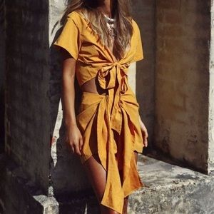 Sabo Skirt Mustard Shorts Bow XS Yellow/Orange